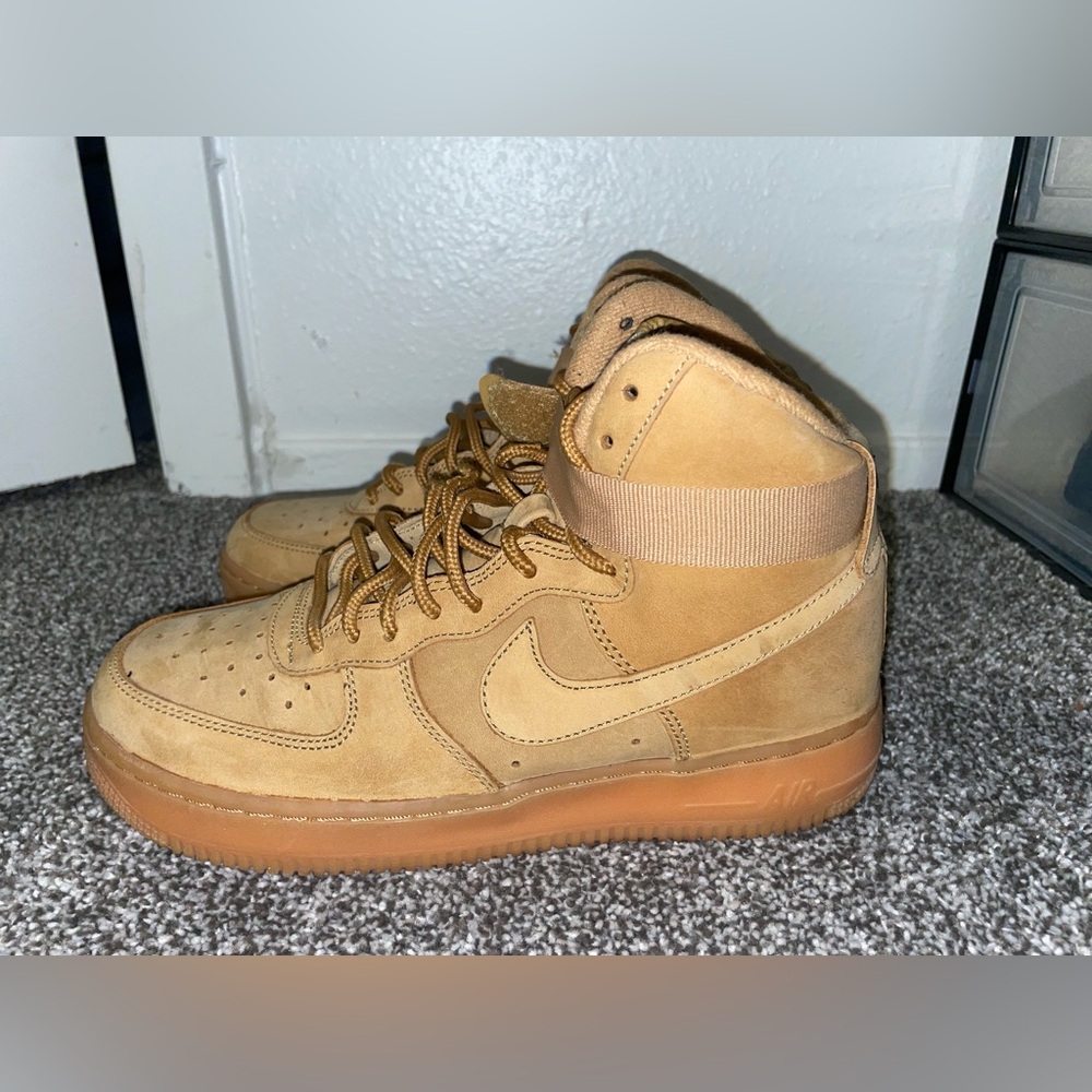 Tan suede Nike Air Force 1s